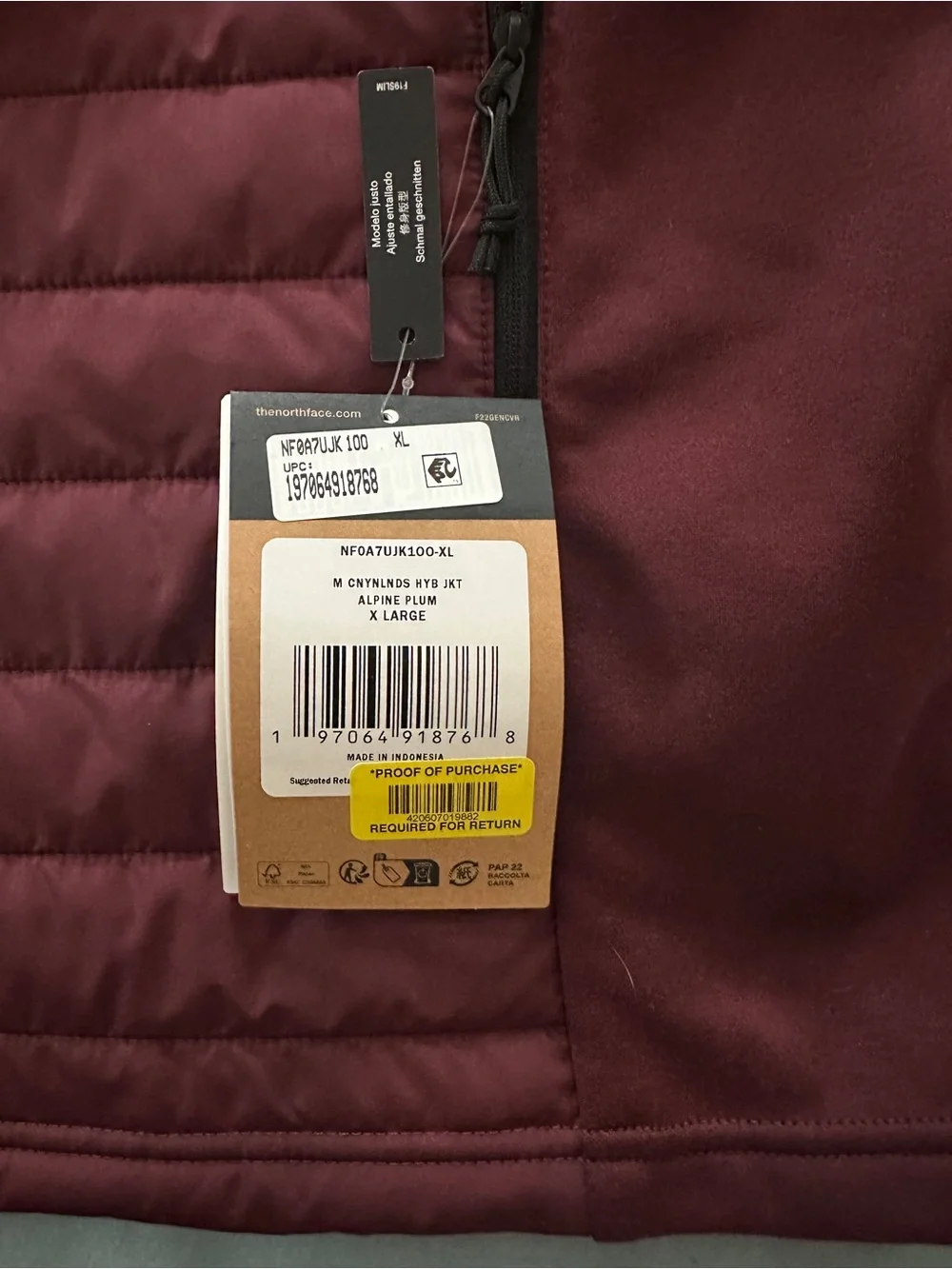 The North Face Burgundy Quilted Puffer Jacket- Burgandy